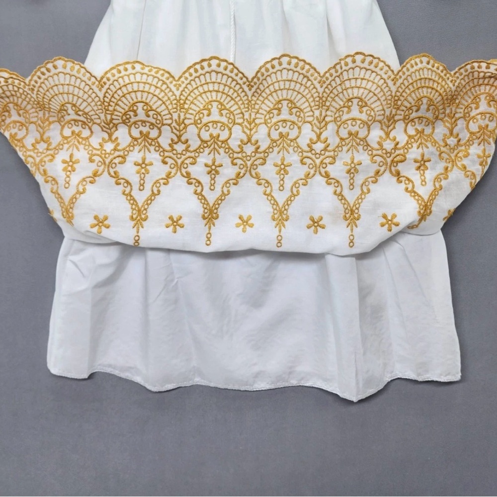 Anthropologie White Dress with Gold Embroidery - Picture 12 of 12